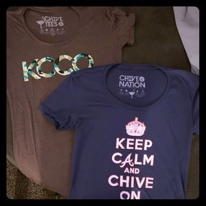 2 Women’s KCCO Keep calm and chive on T-shirts